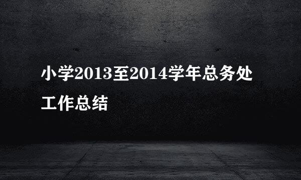 小学2013至2014学年总务处工作总结