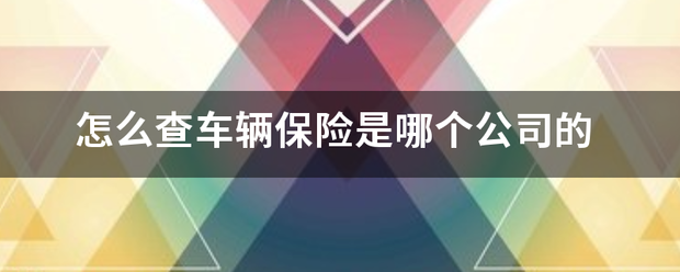 怎么查车辆保险是哪个公司的