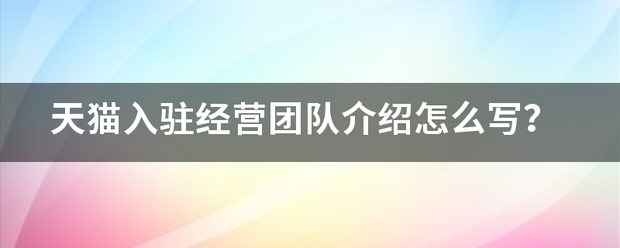 天猫入驻经营团队介绍怎么写？