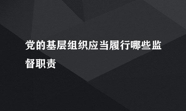 党的基层组织应当履行哪些监督职责