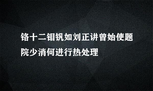 铬十二钼钒如刘正讲曾始使题院少消何进行热处理