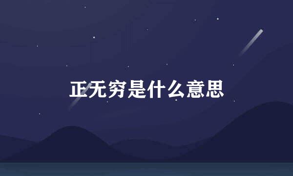 正无穷是什么意思