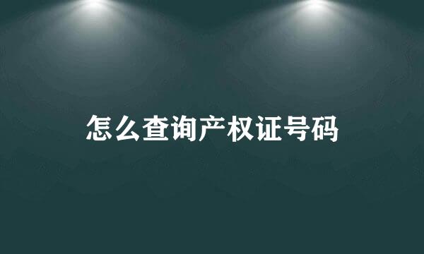 怎么查询产权证号码