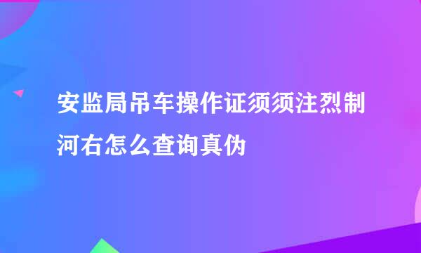 安监局吊车操作证须须注烈制河右怎么查询真伪