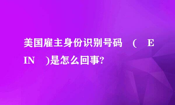 美国雇主身份识别号码 ( EIN )是怎么回事?