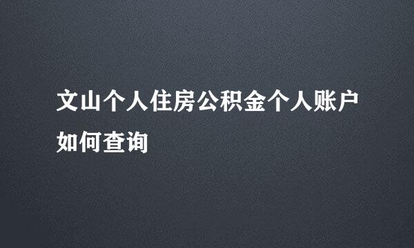 文山个人住房公积金个人账户如何查询