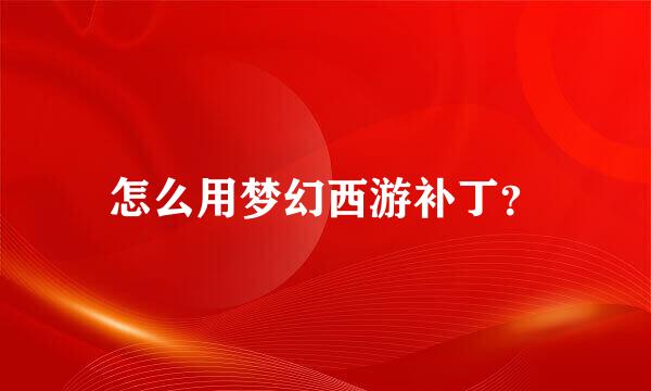 怎么用梦幻西游补丁？