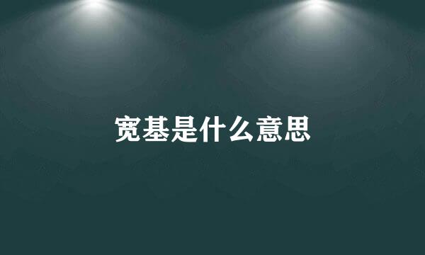 宽基是什么意思