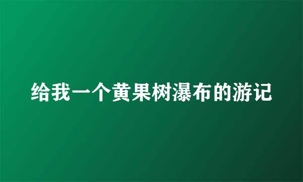 给我一个黄果树瀑布的游记