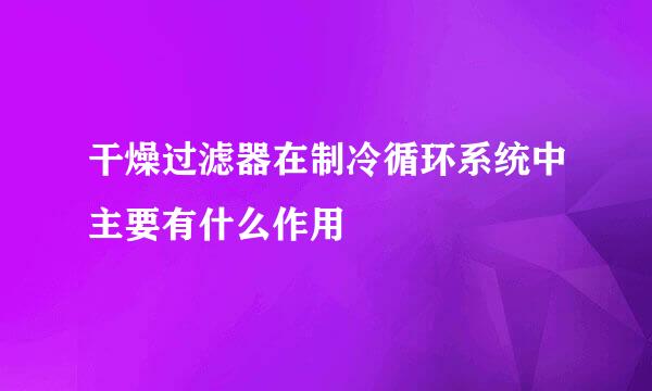 干燥过滤器在制冷循环系统中主要有什么作用