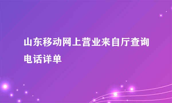 山东移动网上营业来自厅查询电话详单