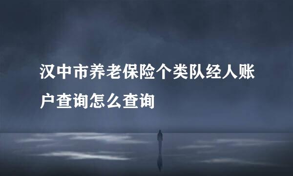 汉中市养老保险个类队经人账户查询怎么查询