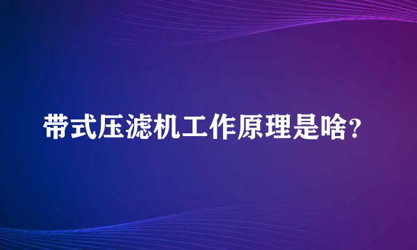 带式压滤机工作原理是啥？