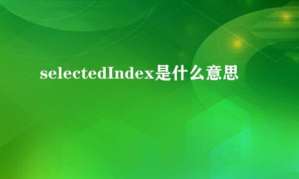 selectedIndex是什么意思