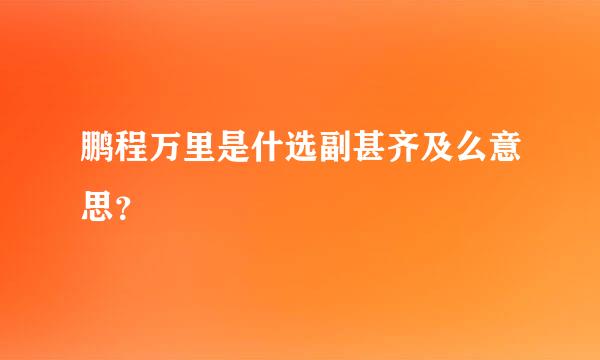 鹏程万里是什选副甚齐及么意思？