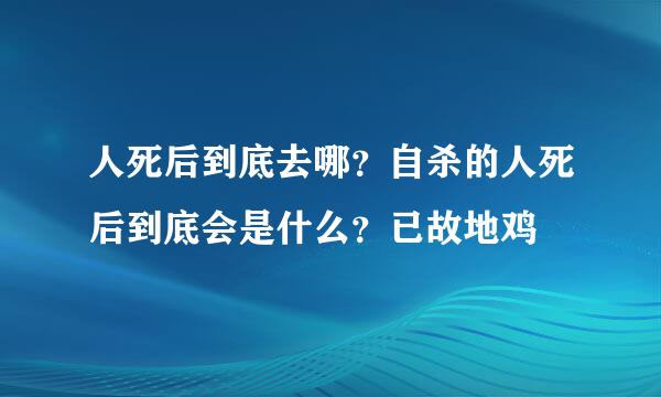 人死后到底去哪？自杀的人死后到底会是什么？已故地鸡