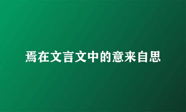 焉在文言文中的意来自思