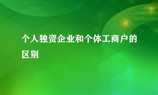 个人独资企业和个体工商户的区别