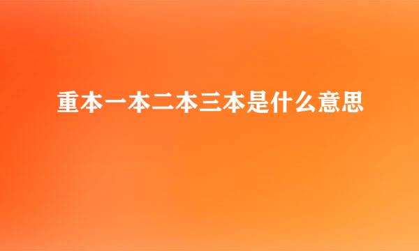 重本一本二本三本是什么意思