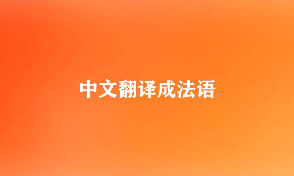 中文翻译成法语