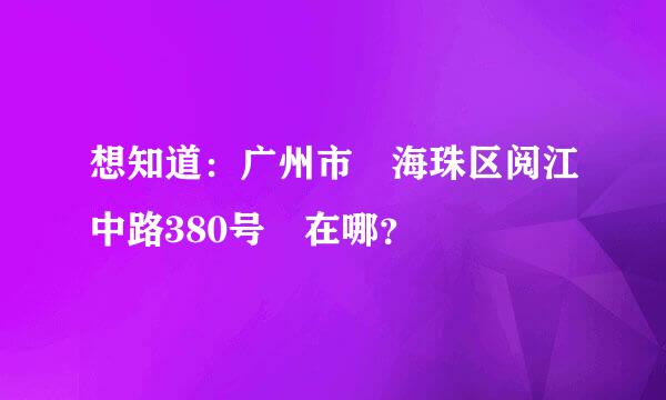 想知道：广州市 海珠区阅江中路380号 在哪？