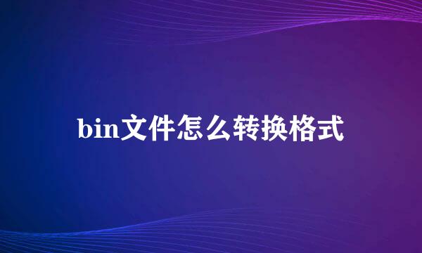 bin文件怎么转换格式