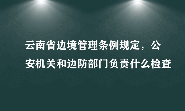 云南省边境管理条例规定，公安机关和边防部门负责什么检查