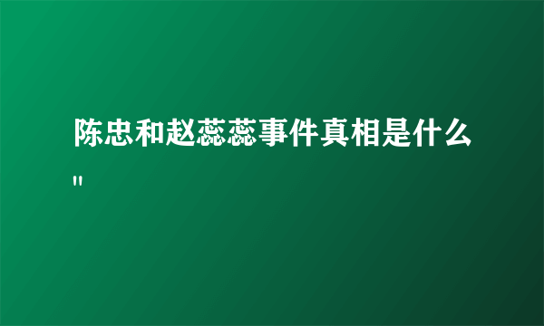 陈忠和赵蕊蕊事件真相是什么