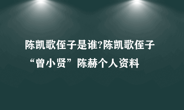 陈凯歌侄子是谁?陈凯歌侄子“曾小贤”陈赫个人资料