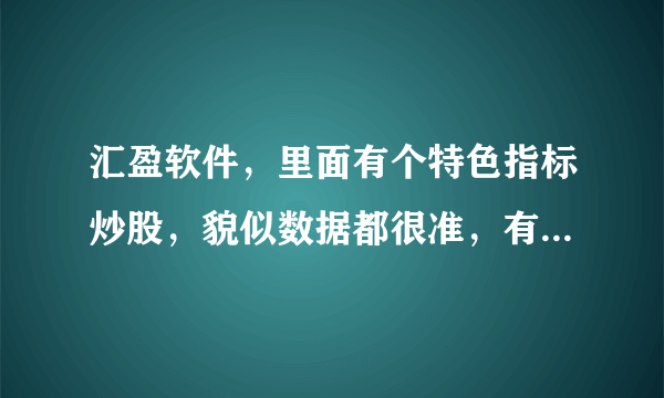 汇盈软件，里面有个特色指标炒股，貌似数据都很准，有人试过了么？