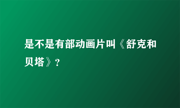 是不是有部动画片叫《舒克和贝塔》？