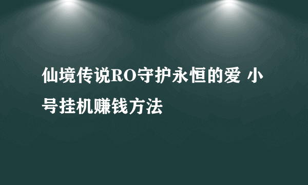 仙境传说RO守护永恒的爱 小号挂机赚钱方法