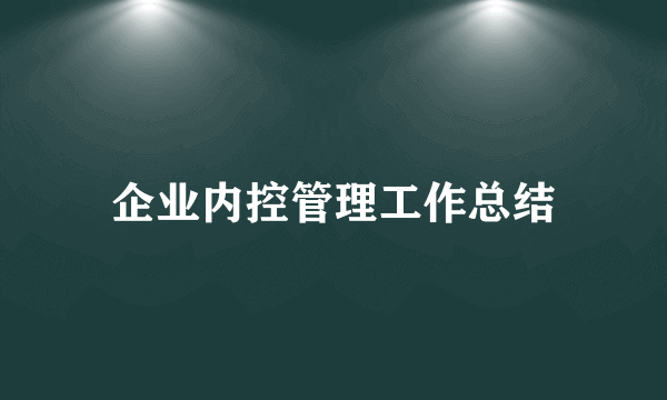 企业内控管理工作总结