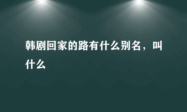 韩剧回家的路有什么别名，叫什么