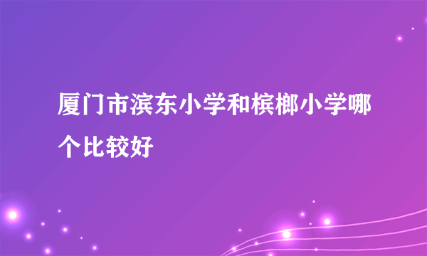 厦门市滨东小学和槟榔小学哪个比较好