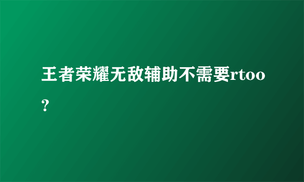 王者荣耀无敌辅助不需要rtoo？