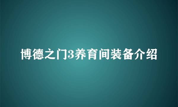 博德之门3养育间装备介绍