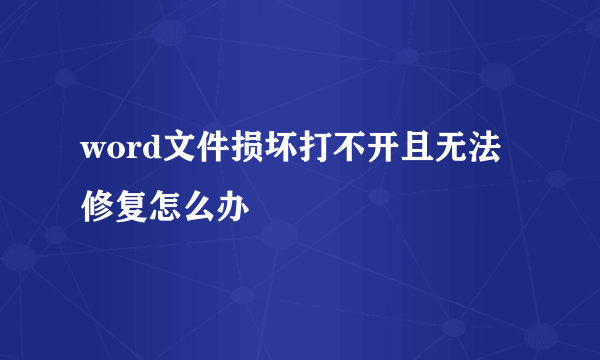 word文件损坏打不开且无法修复怎么办