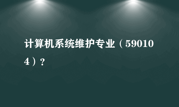 计算机系统维护专业（590104）？