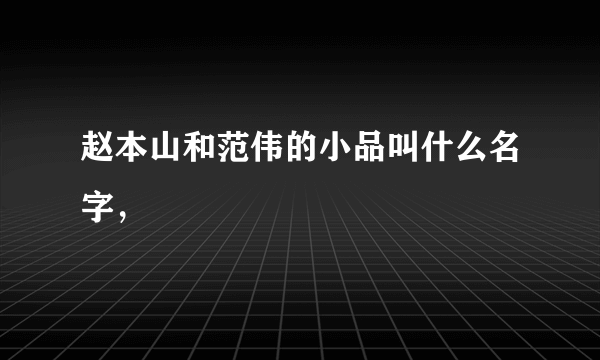 赵本山和范伟的小品叫什么名字，