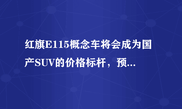 红旗E115概念车将会成为国产SUV的价格标杆，预计是多少呢？