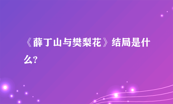 《薛丁山与樊梨花》结局是什么?