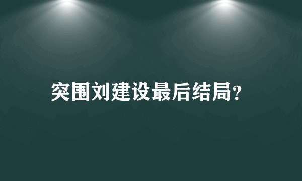 突围刘建设最后结局？