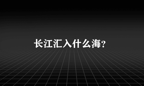 长江汇入什么海？