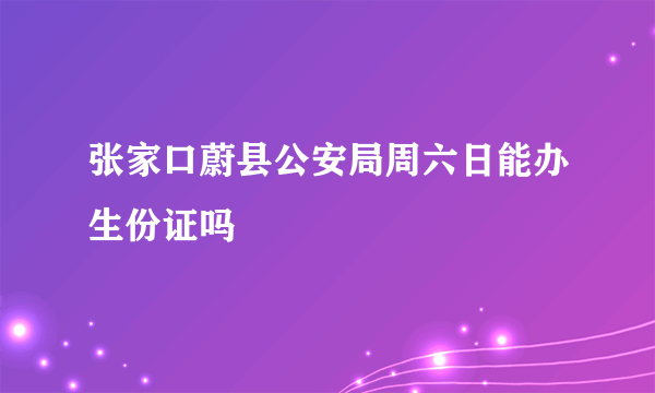 张家口蔚县公安局周六日能办生份证吗