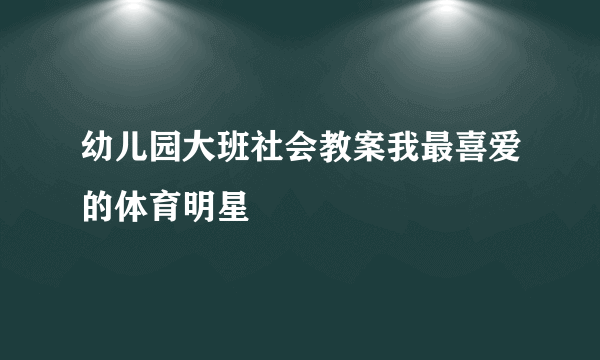 幼儿园大班社会教案我最喜爱的体育明星