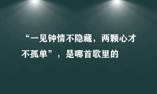 “一见钟情不隐藏，两颗心才不孤单”，是哪首歌里的