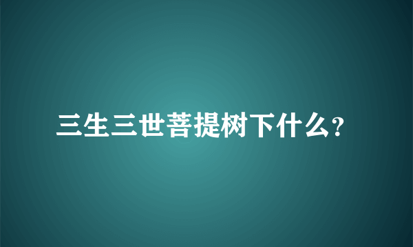 三生三世菩提树下什么？