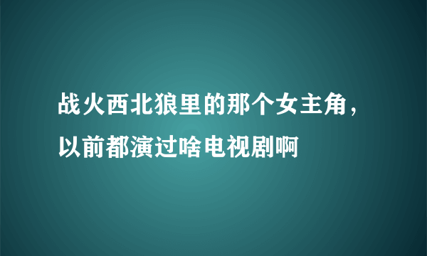 战火西北狼里的那个女主角，以前都演过啥电视剧啊