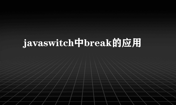 javaswitch中break的应用